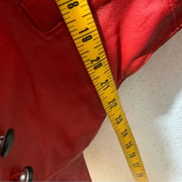 Vintage Styleworks Red Leather Cropped Jacket  Styleworks Size 14 - Picture 14 of 14